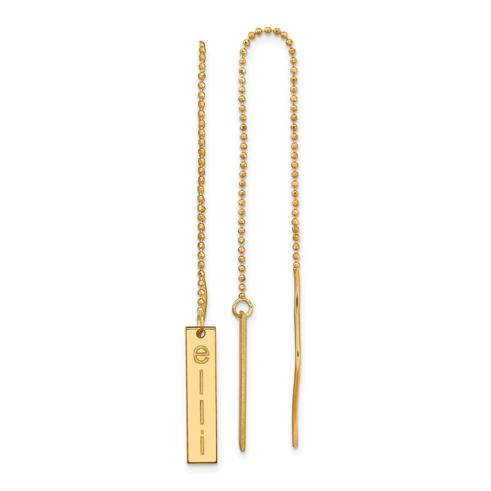 14K Yellow Gold Personalized Bar Threader Earrings