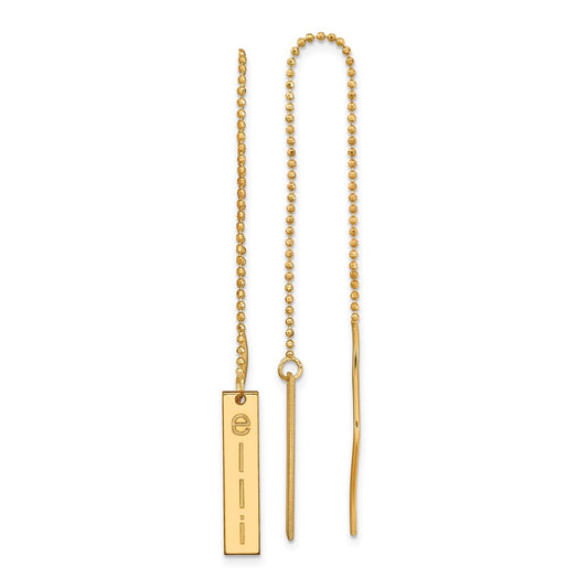14K Yellow Gold Personalized Bar Threader Earrings