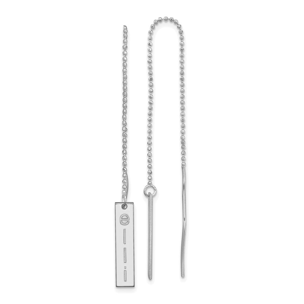 14K White Gold Personalized Bar Threader Earrings