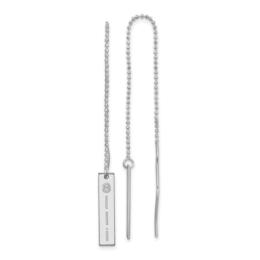 14K White Gold Personalized Bar Threader Earrings