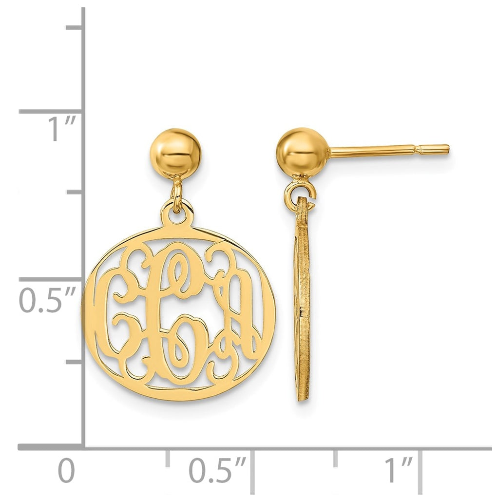 14k Yellow Or White Gold Monogram Dangle Earrings – Elegant Jewelry Gift for Birthday, Anniversary, Engagement, Wedding