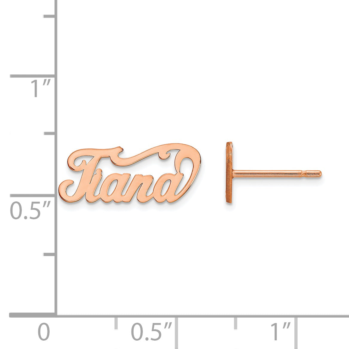 Sterling Silver Rose Gold plated Name Plate Post Earrings