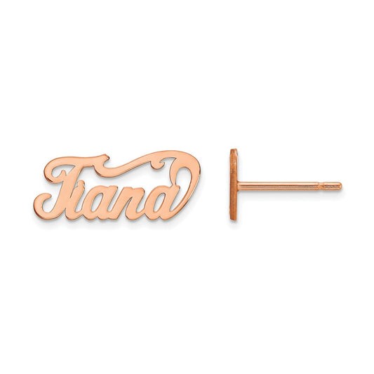 Sterling Silver Rose Gold plated Name Plate Post Earrings