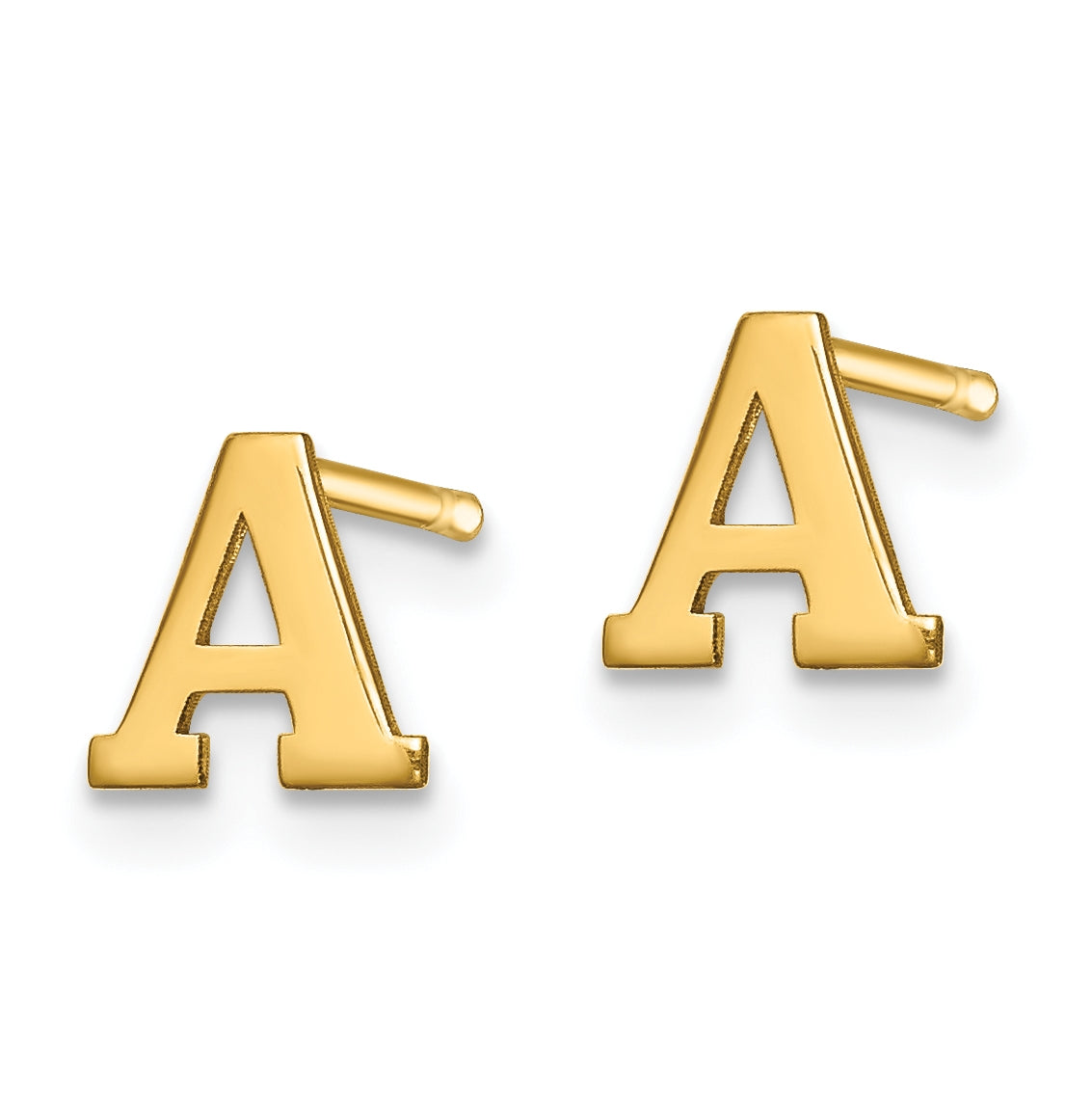 Sterling Silver Gold plated Letter A Initial Post Earrings