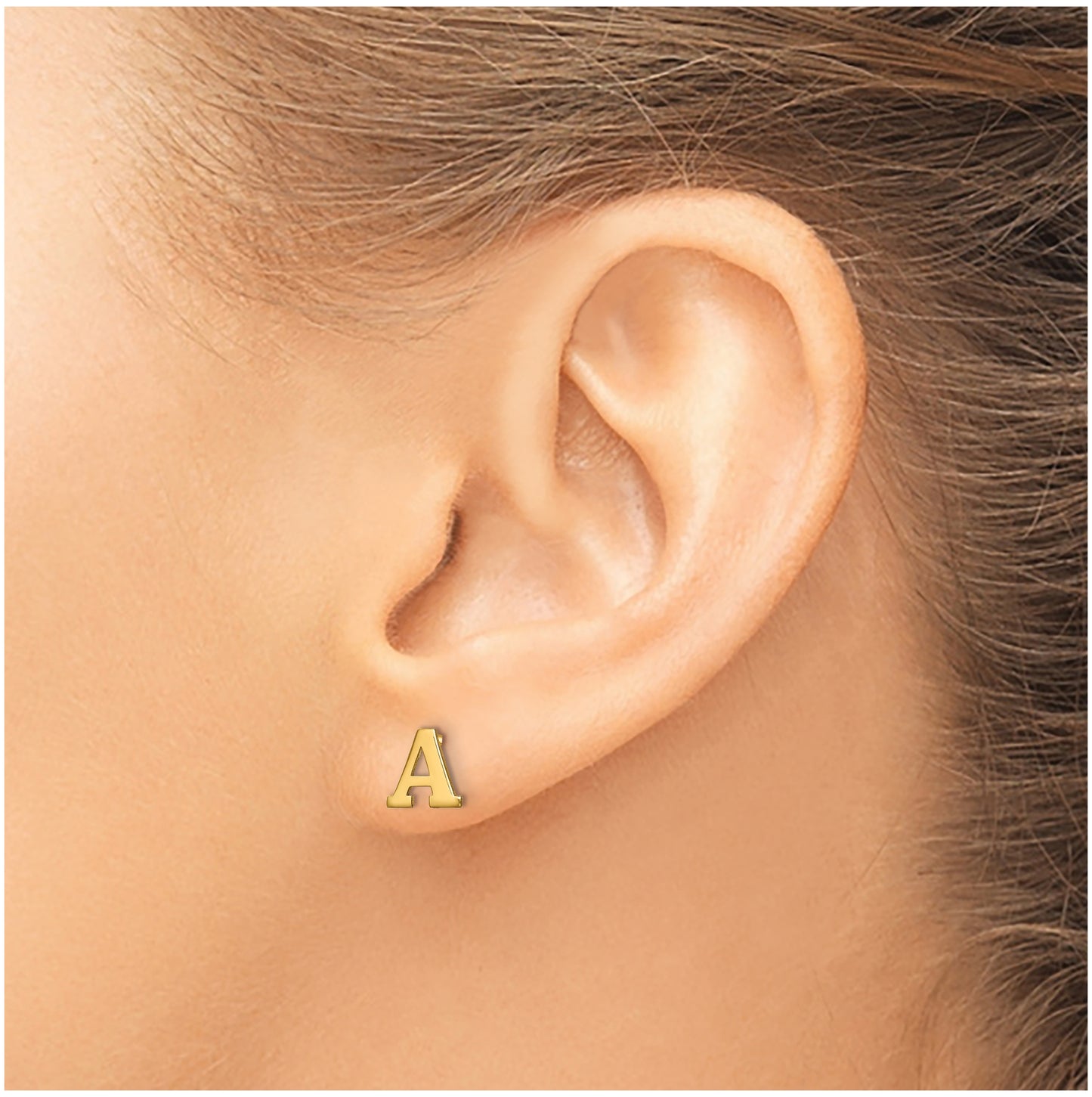 Sterling Silver Gold plated Letter A Initial Post Earrings