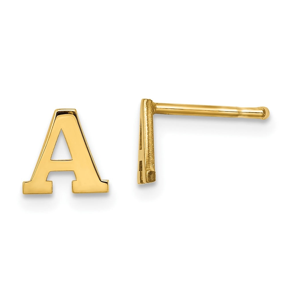 Sterling Silver Gold plated Letter A Initial Post Earrings