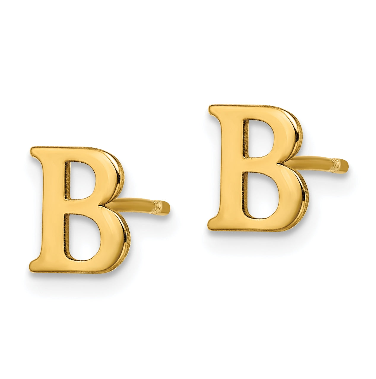 Sterling Silver Gold plated Letter B Initial Post Earrings