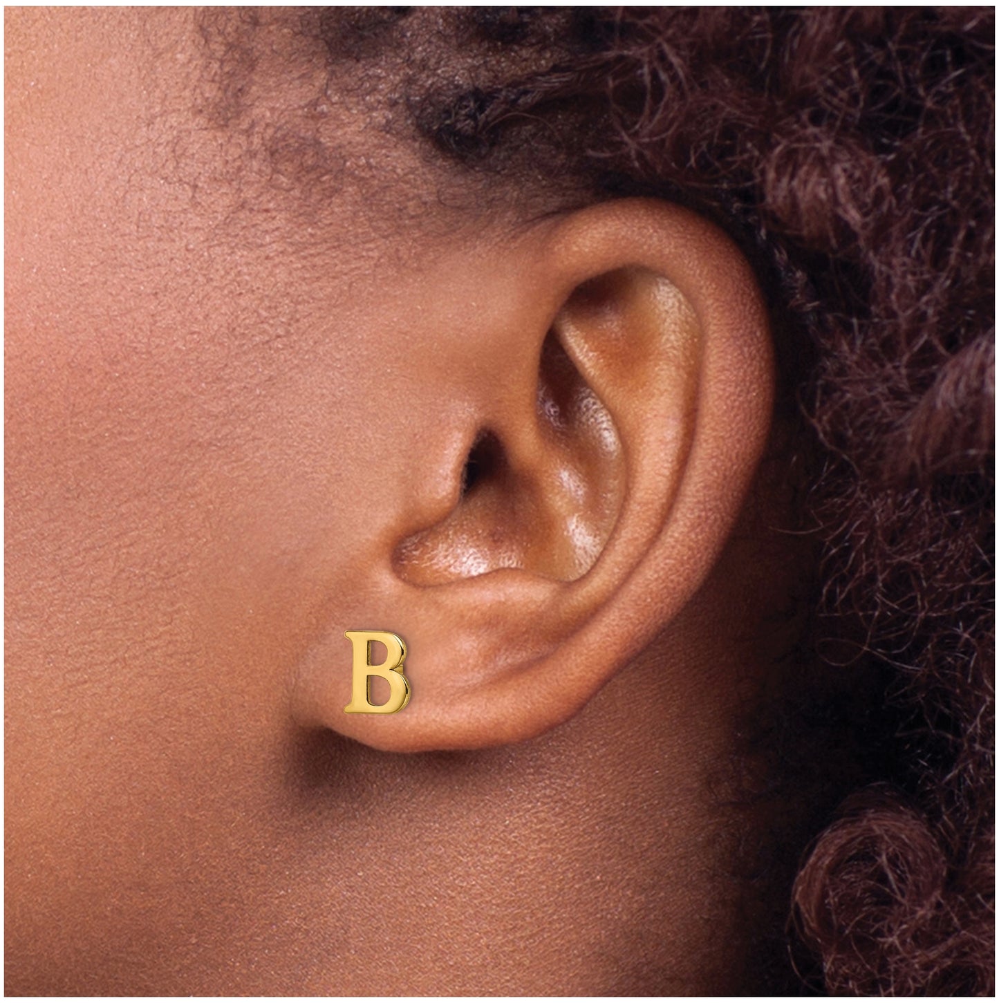Sterling Silver Gold plated Letter B Initial Post Earrings