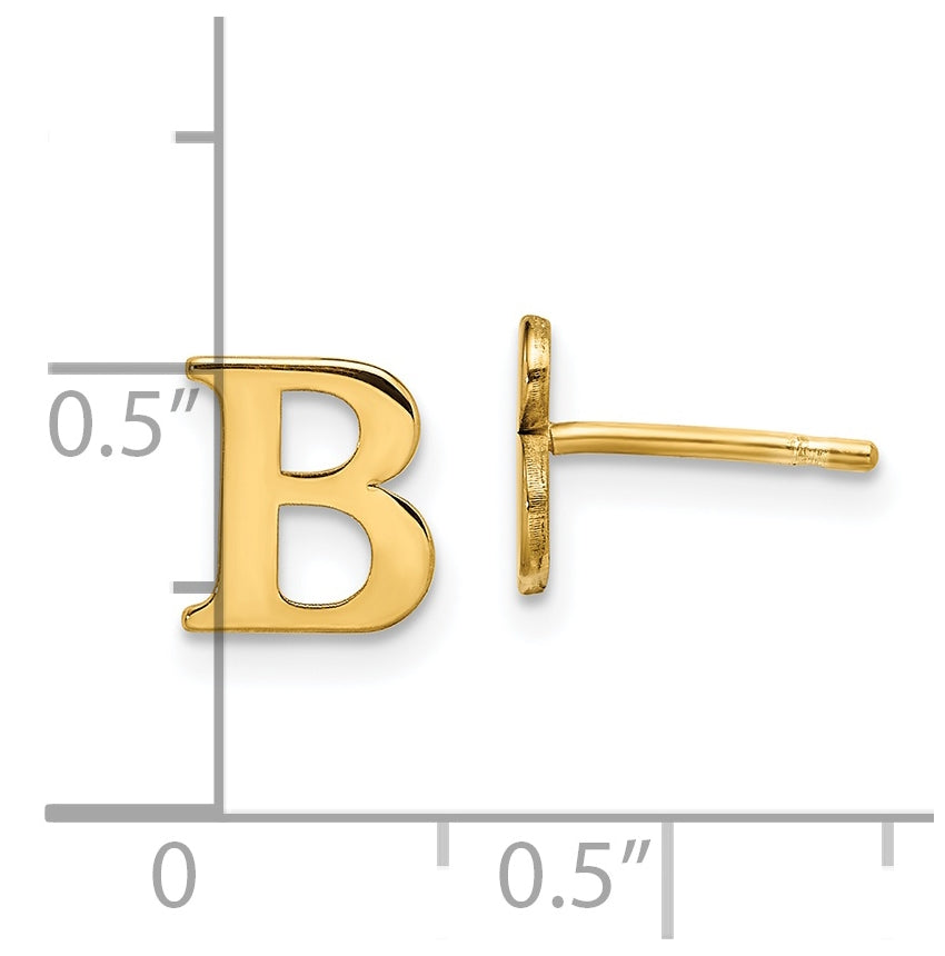 Sterling Silver Gold plated Letter B Initial Post Earrings
