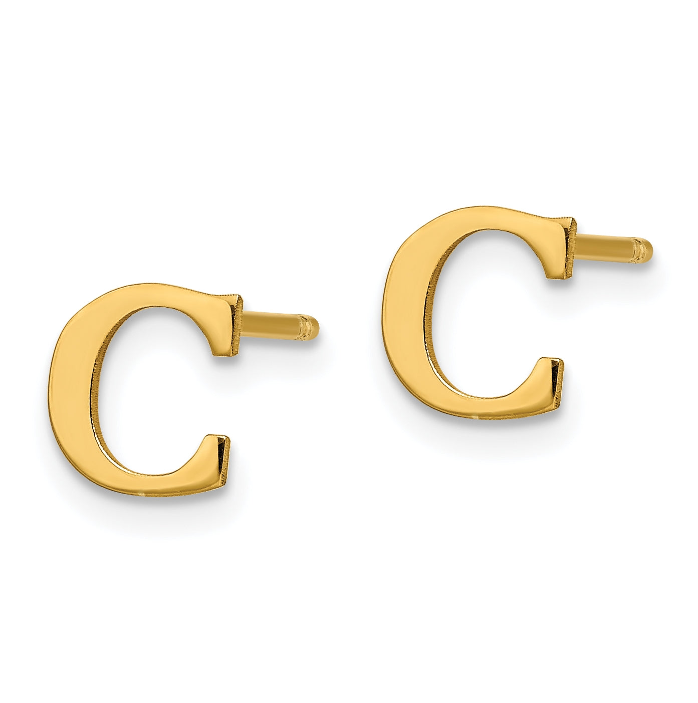 Sterling Silver Gold plated Letter C Initial Post Earrings