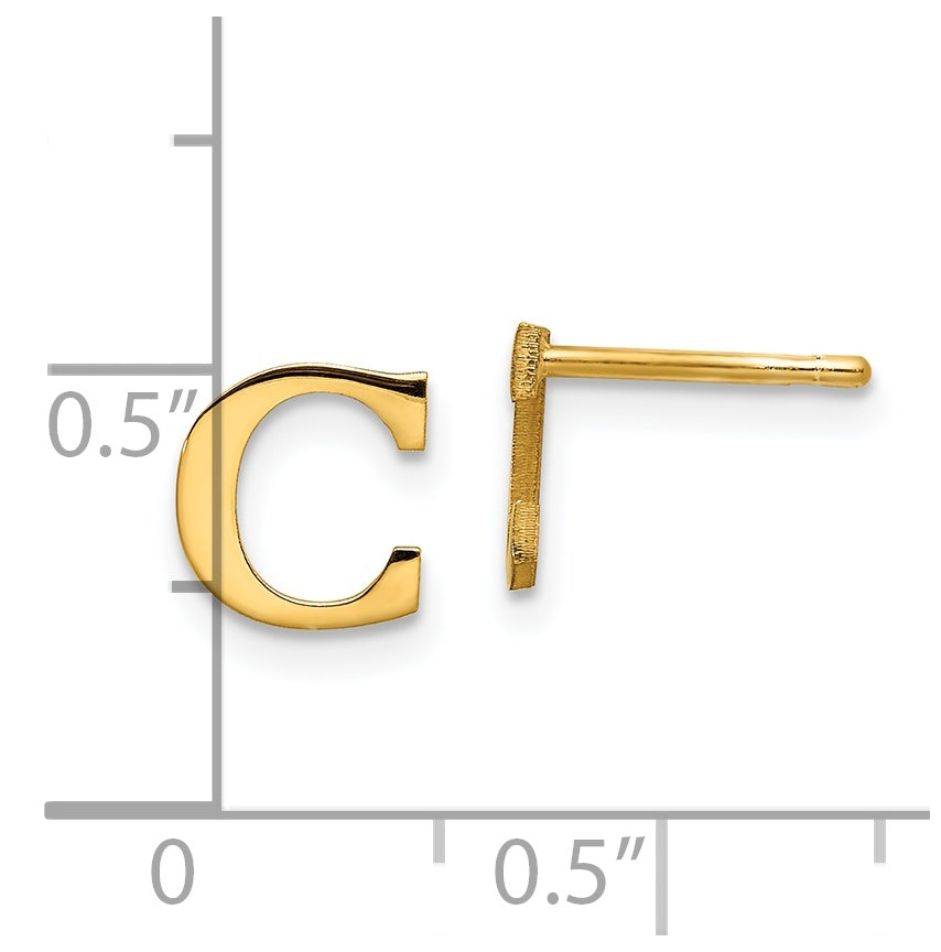 Sterling Silver Gold plated Letter C Initial Post Earrings