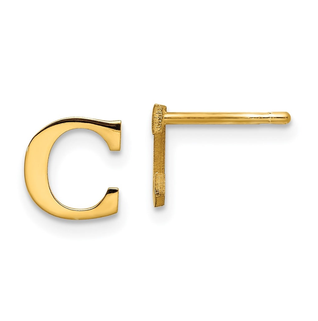 Sterling Silver Gold plated Letter C Initial Post Earrings