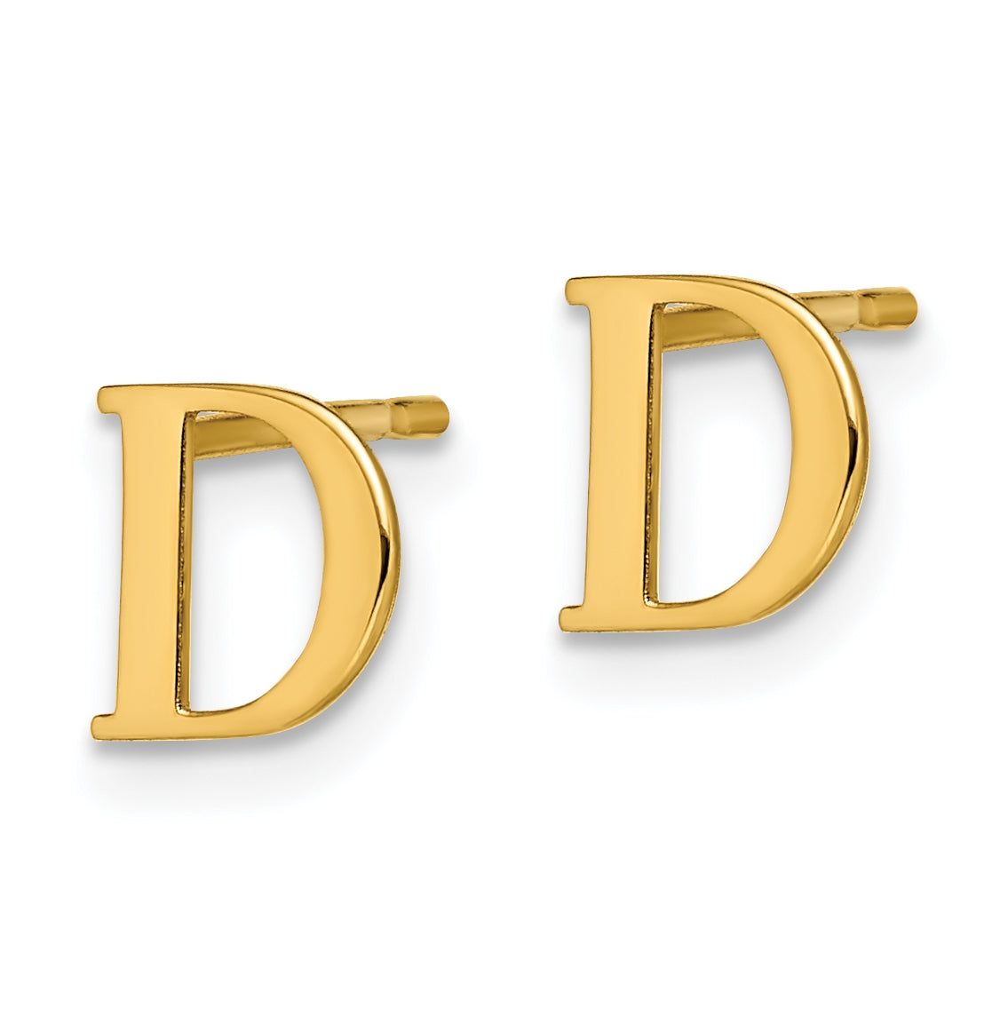 Sterling Silver Gold plated Letter D Initial Post Earrings