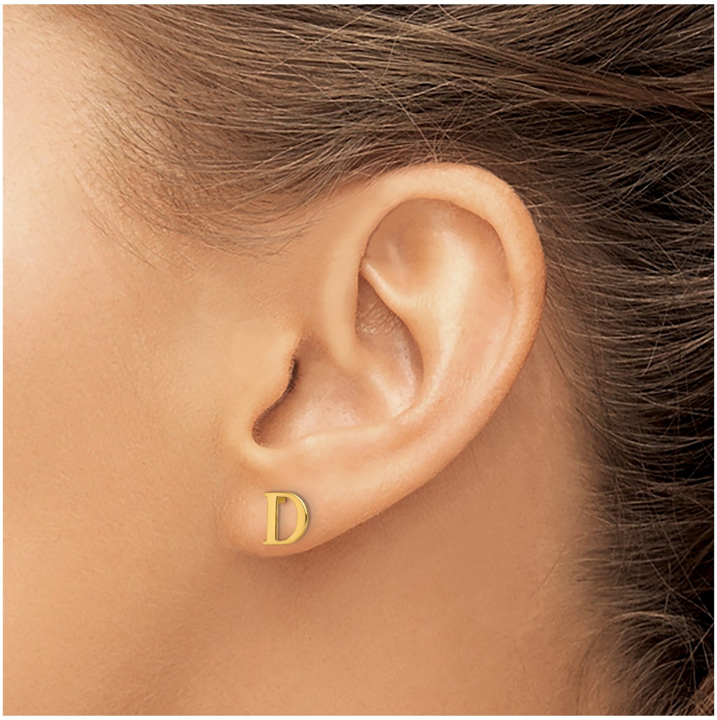Sterling Silver Gold plated Letter D Initial Post Earrings
