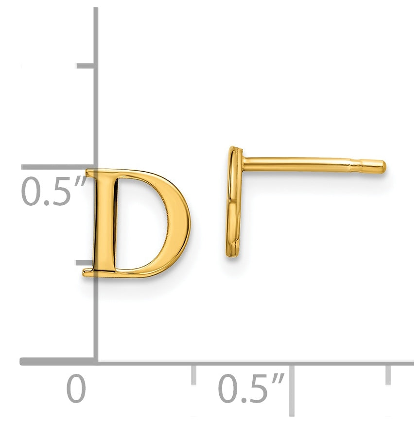 Sterling Silver Gold plated Letter D Initial Post Earrings