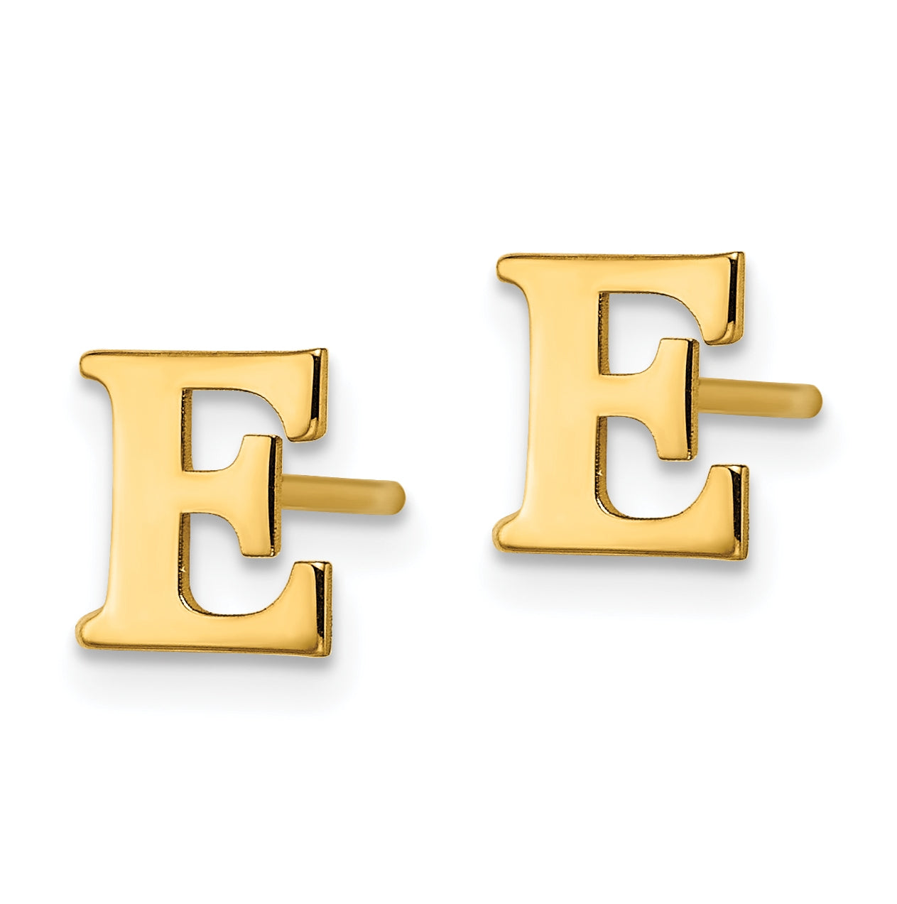 Sterling Silver Gold plated Letter E Initial Post Earrings