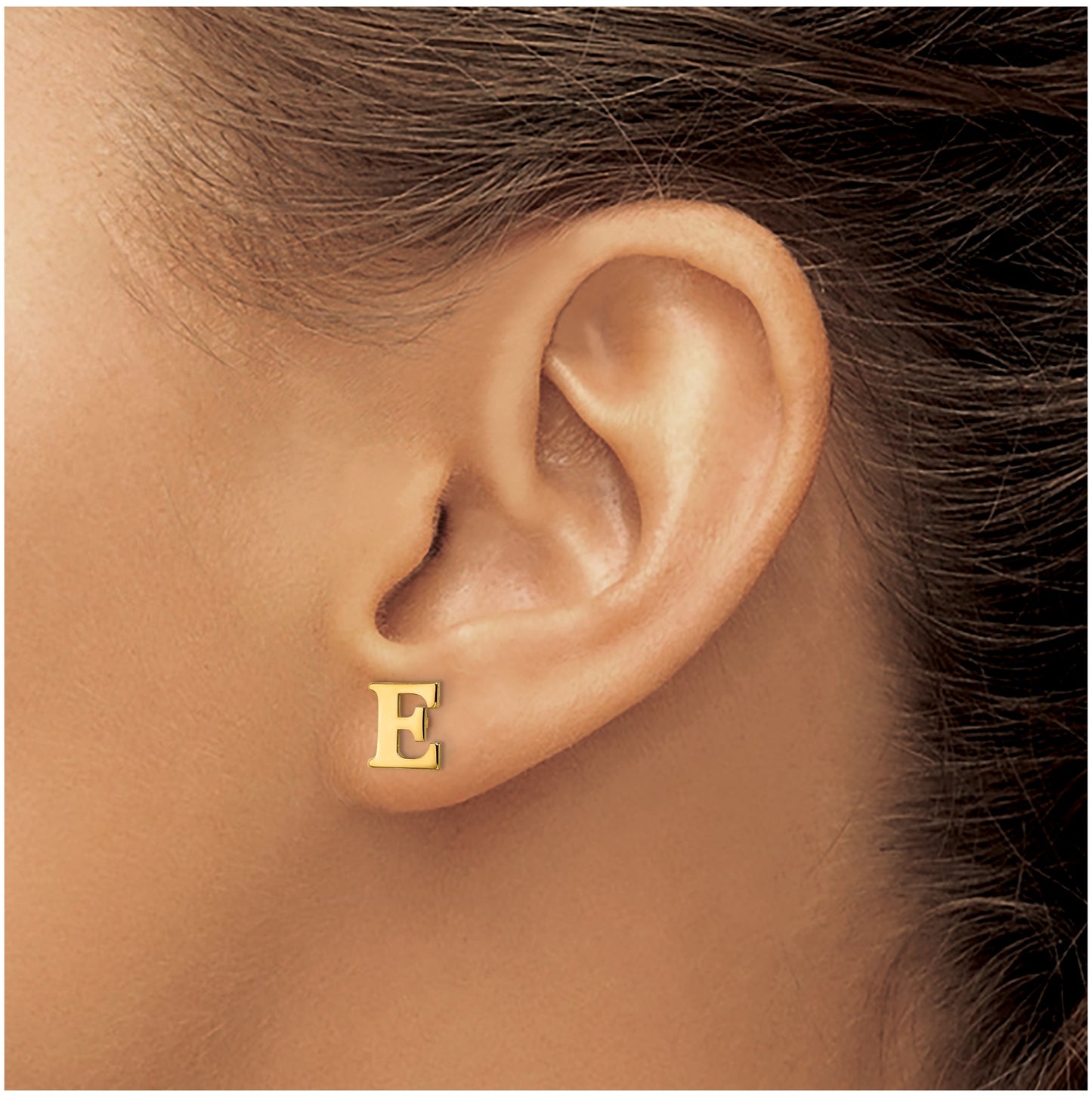 Sterling Silver Gold plated Letter E Initial Post Earrings