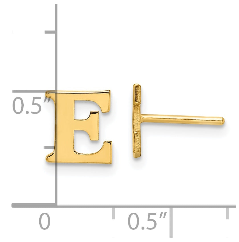 Sterling Silver Gold plated Letter E Initial Post Earrings