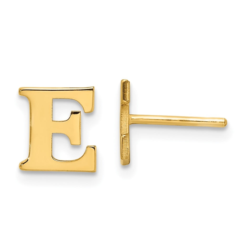 Sterling Silver Gold plated Letter E Initial Post Earrings