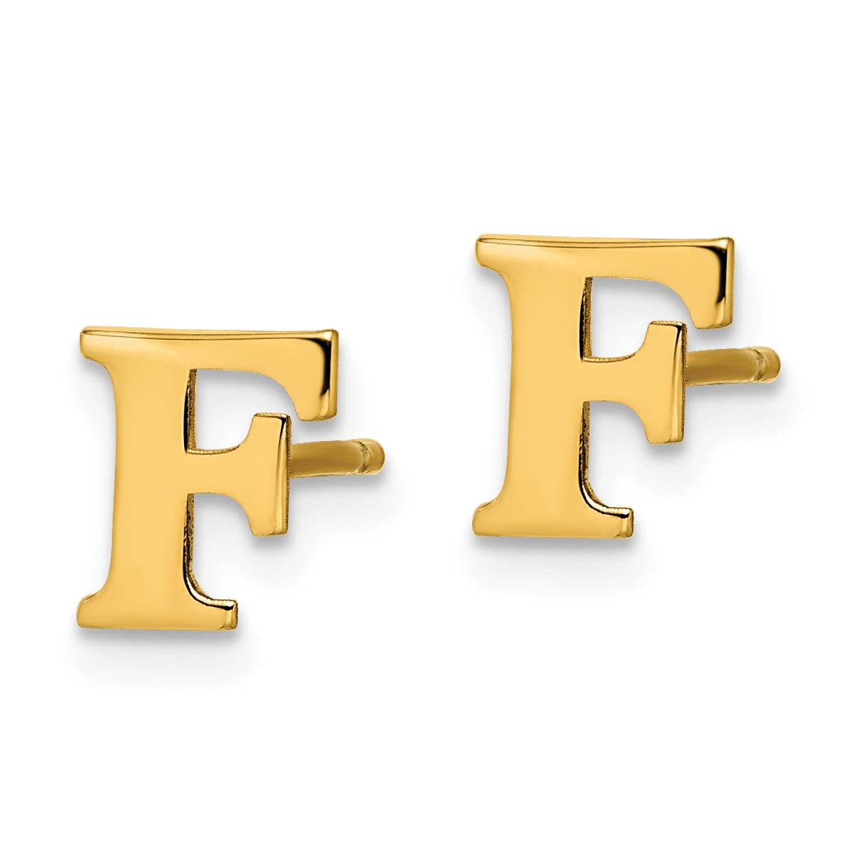 Sterling Silver Gold plated Letter F Initial Post Earrings