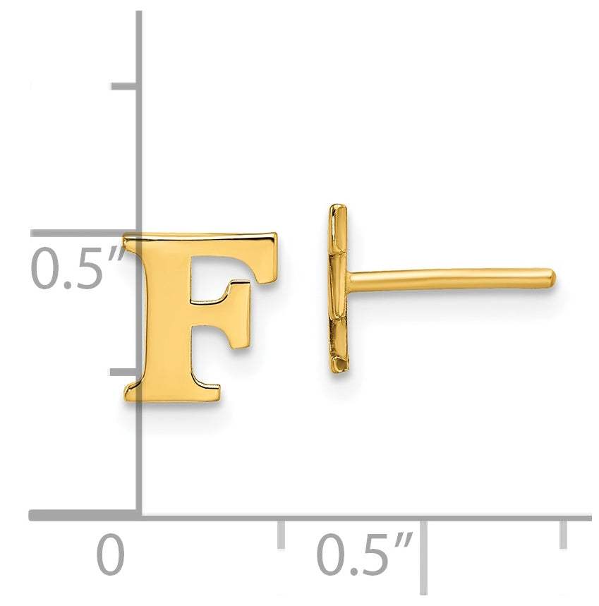 Sterling Silver Gold plated Letter F Initial Post Earrings
