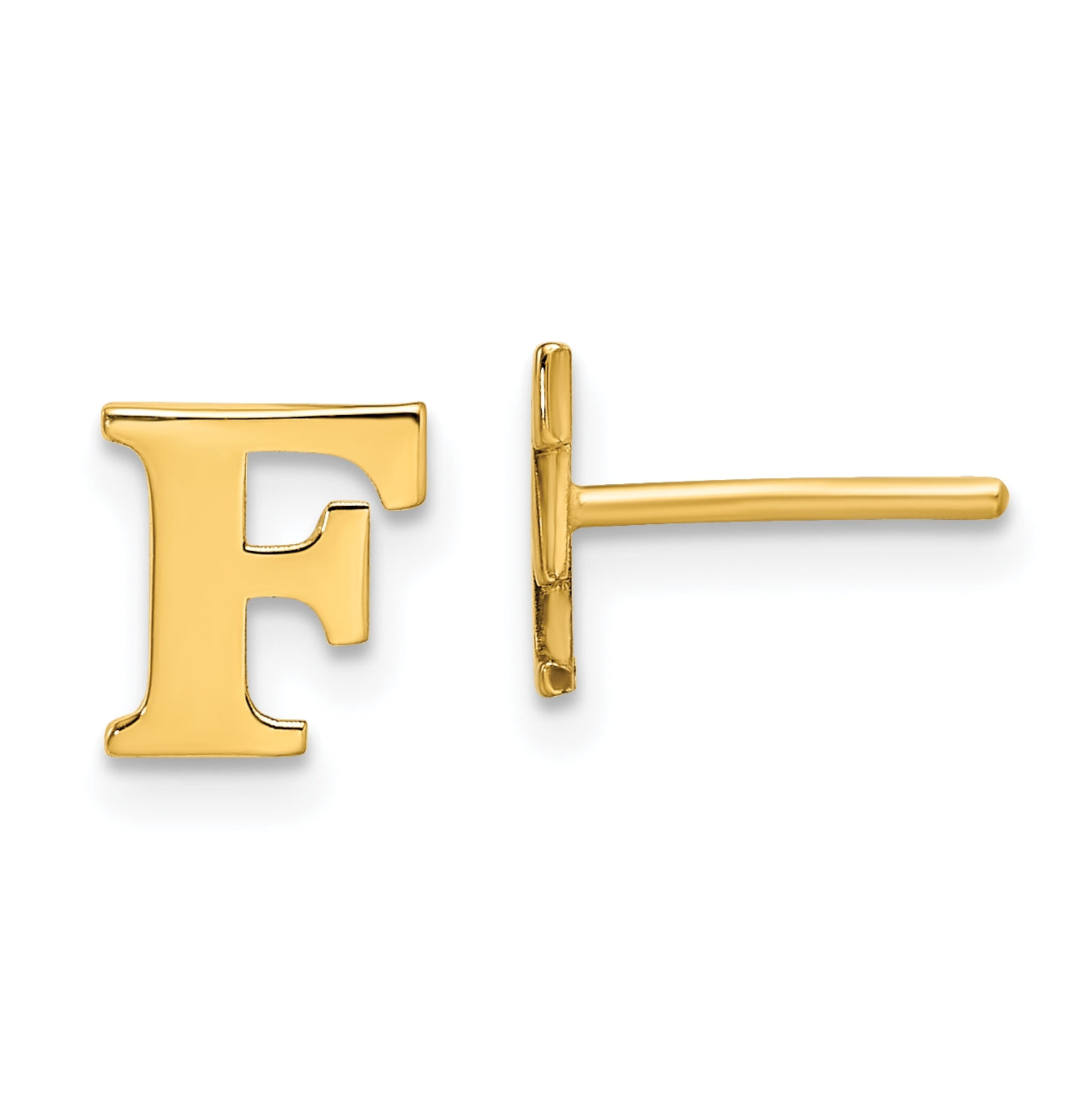 Sterling Silver Gold plated Letter F Initial Post Earrings