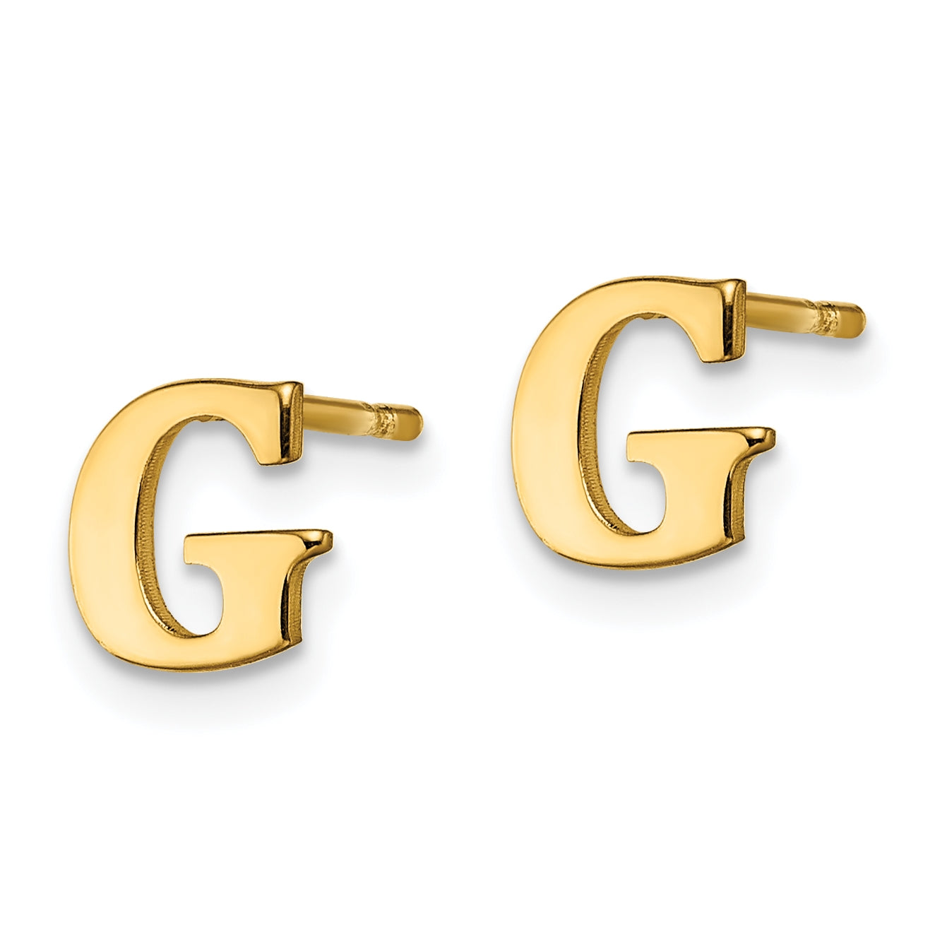 Sterling Silver Gold plated Letter G Initial Post Earrings
