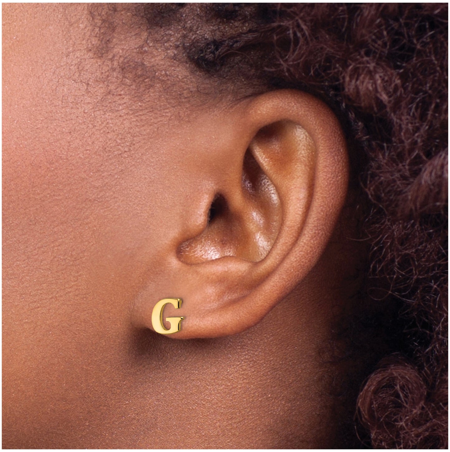 Sterling Silver Gold plated Letter G Initial Post Earrings