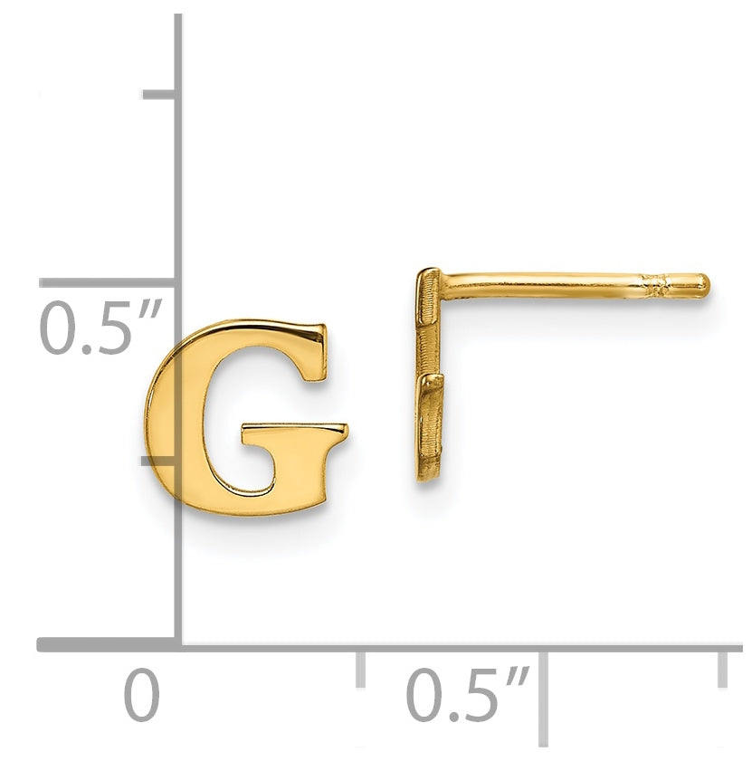 Sterling Silver Gold plated Letter G Initial Post Earrings