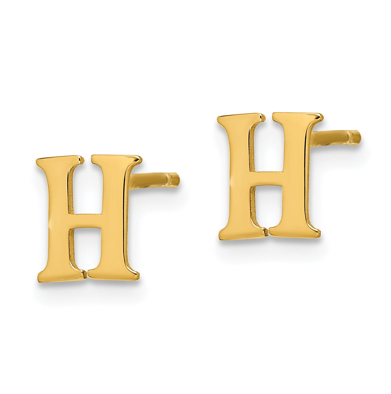 Sterling Silver Gold plated Letter H Initial Post Earrings