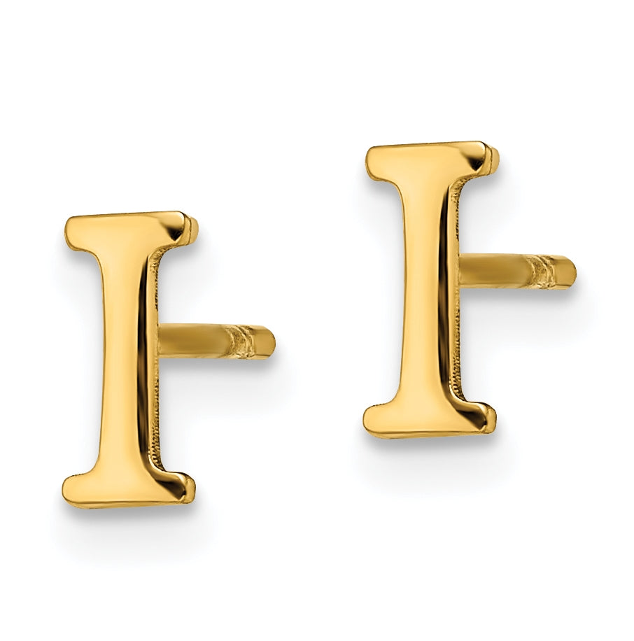 Sterling Silver Gold plated Letter I Initial Post Earrings
