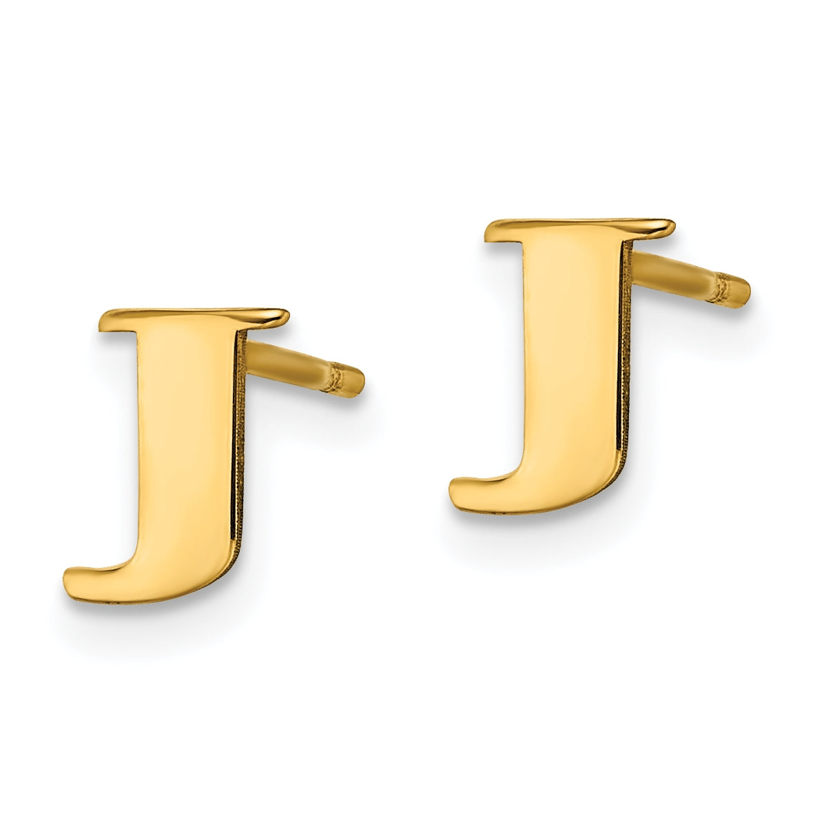 Sterling Silver Gold plated Letter J Initial Post Earrings