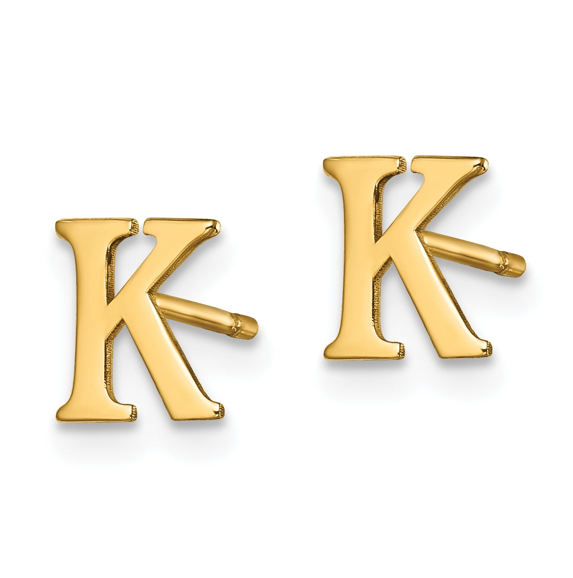Sterling Silver Gold plated Letter K Initial Post Earrings