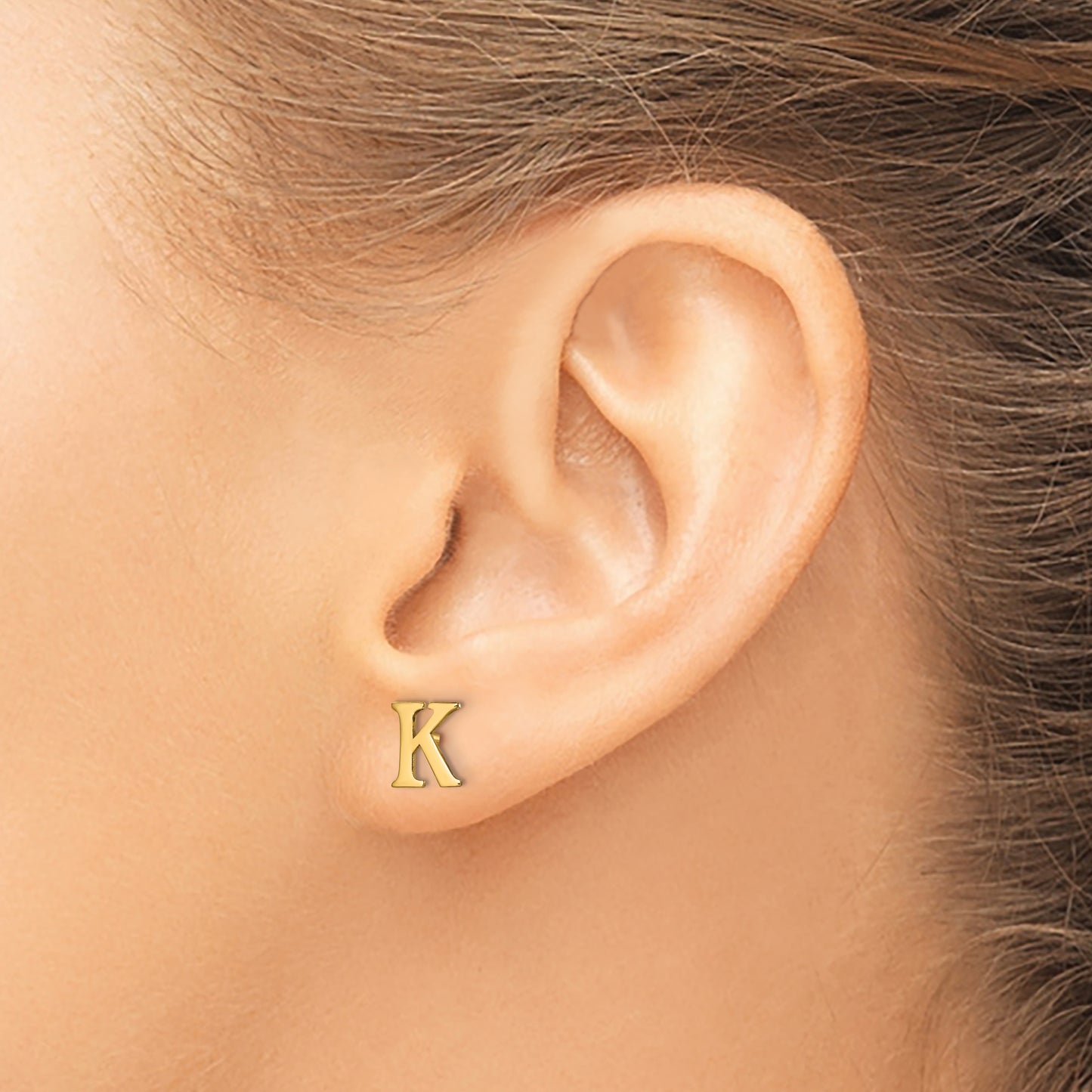 Sterling Silver Gold plated Letter K Initial Post Earrings