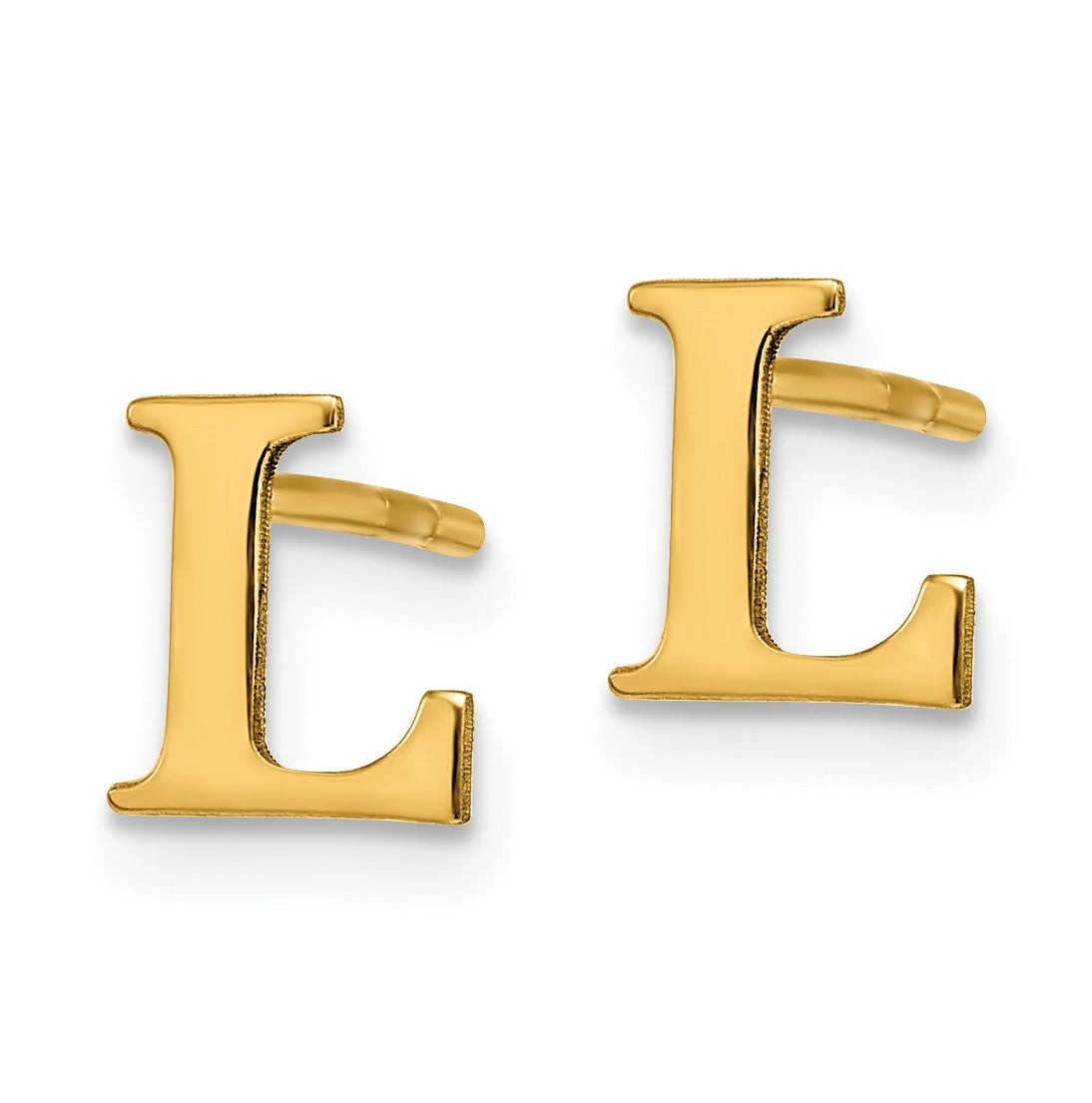 Sterling Silver Gold plated Letter L Initial Post Earrings