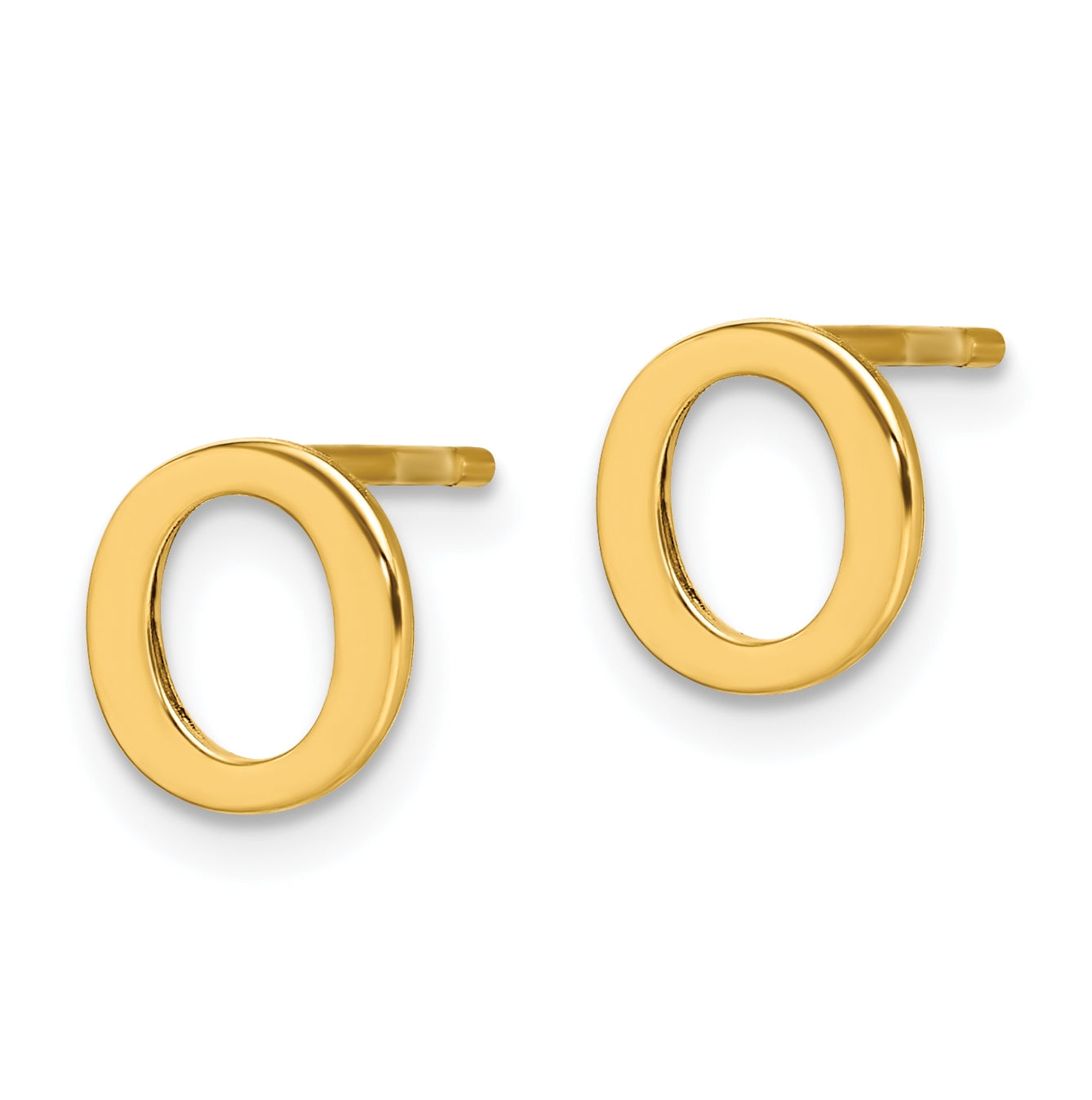 Sterling Silver Gold plated Letter O Initial Post Earrings