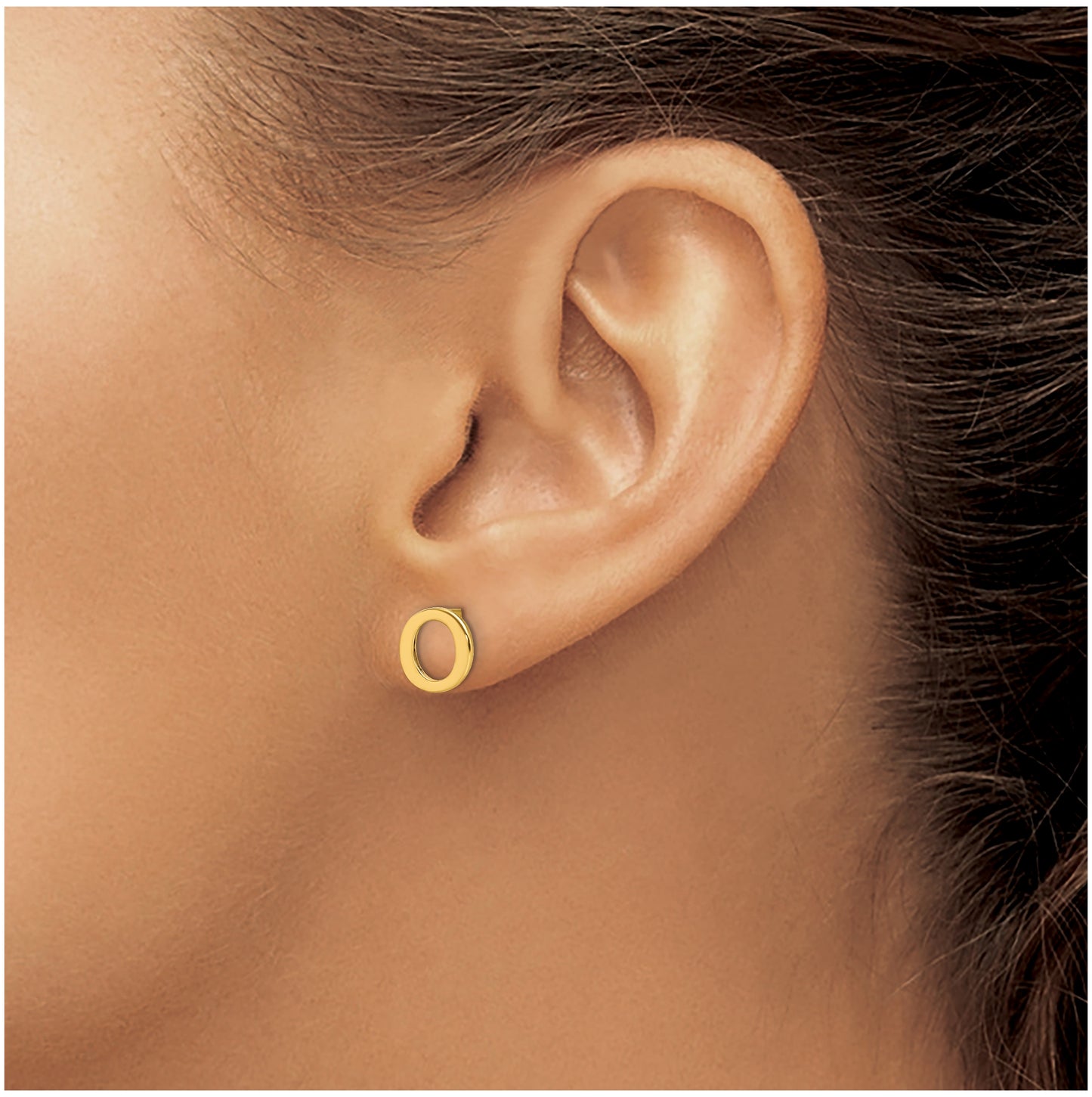 Sterling Silver Gold plated Letter O Initial Post Earrings