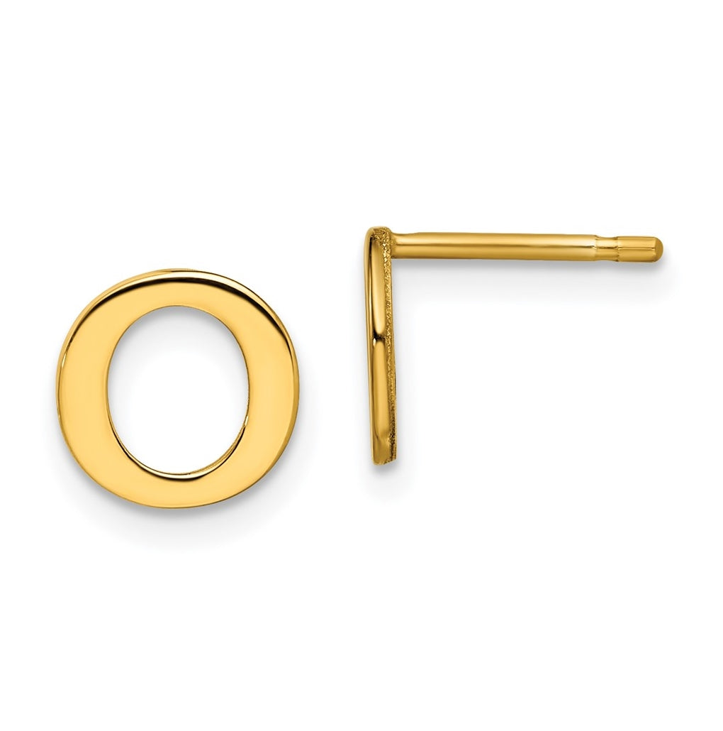 Sterling Silver Gold plated Letter O Initial Post Earrings