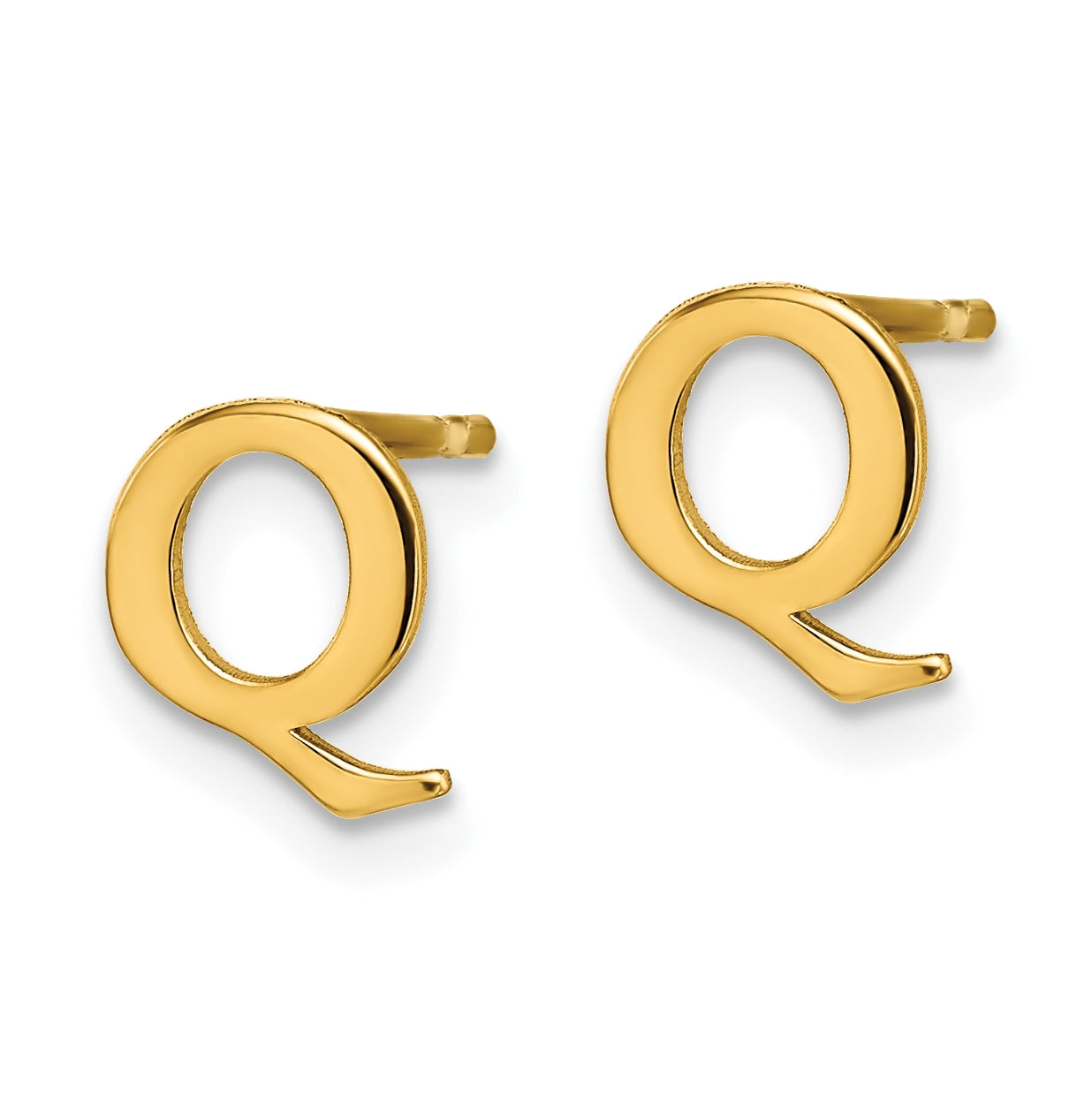 Sterling Silver Gold plated Letter Q Initial Post Earrings