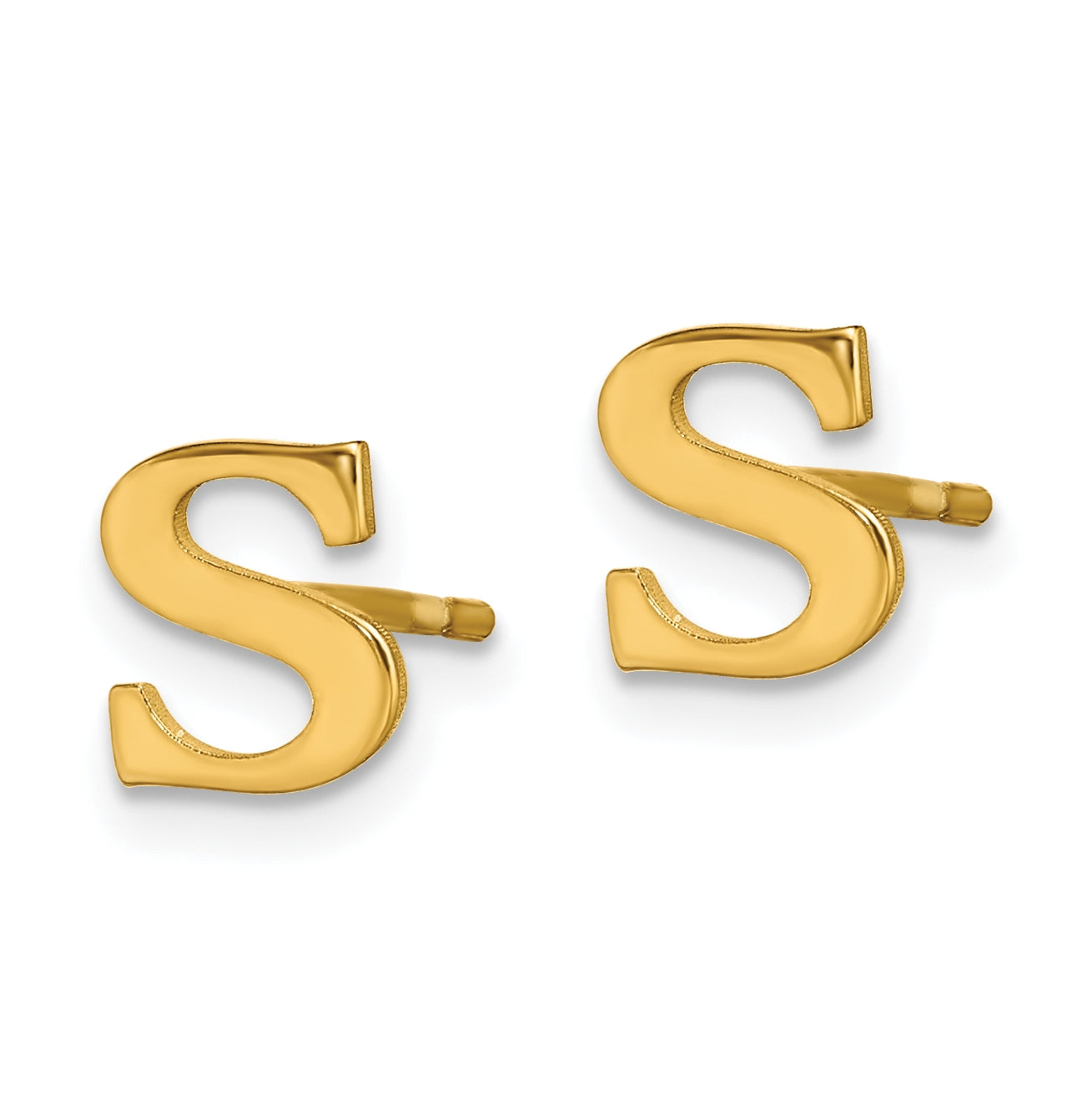 Sterling Silver Gold plated Letter S Initial Post Earrings