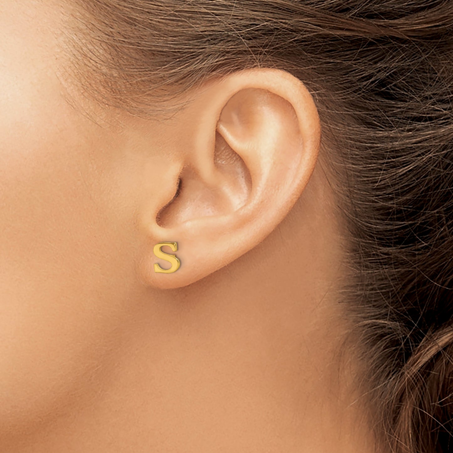 Sterling Silver Gold plated Letter S Initial Post Earrings