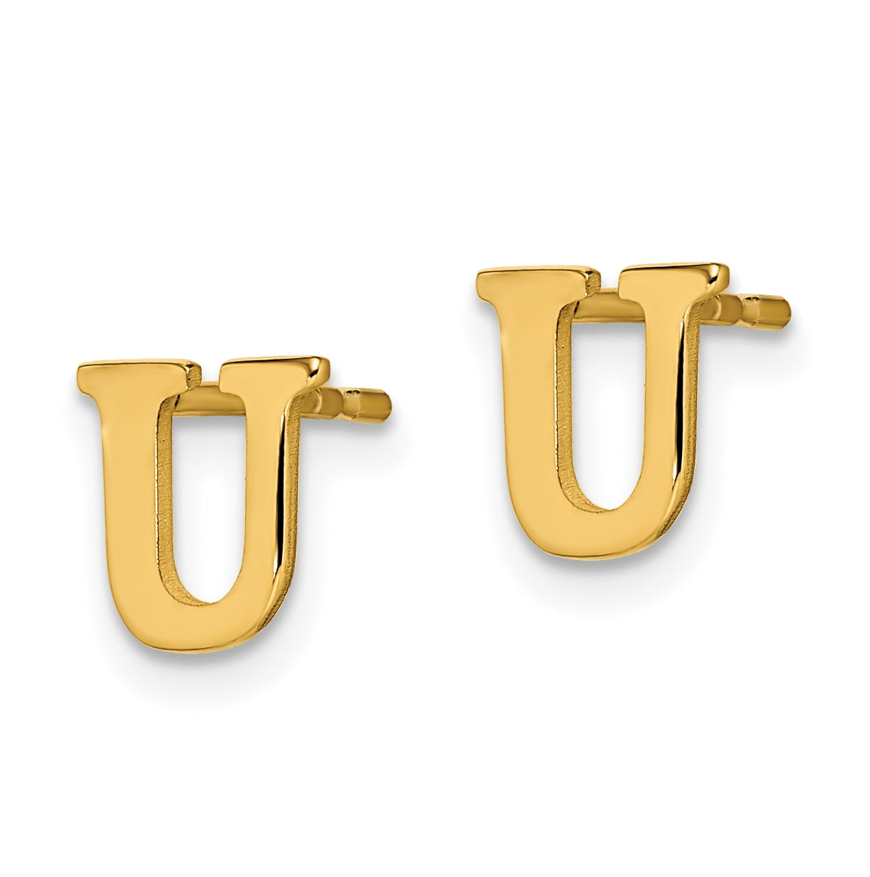 Sterling Silver Gold plated Letter U Initial Post Earrings