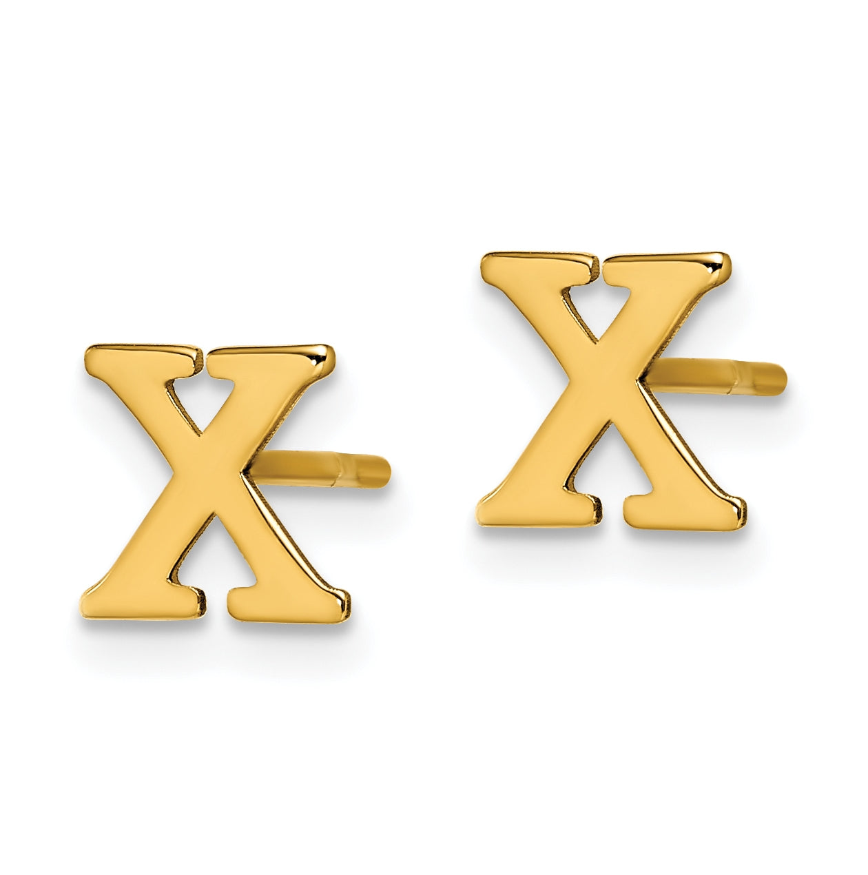 Sterling Silver Gold plated Letter X Initial Post Earrings
