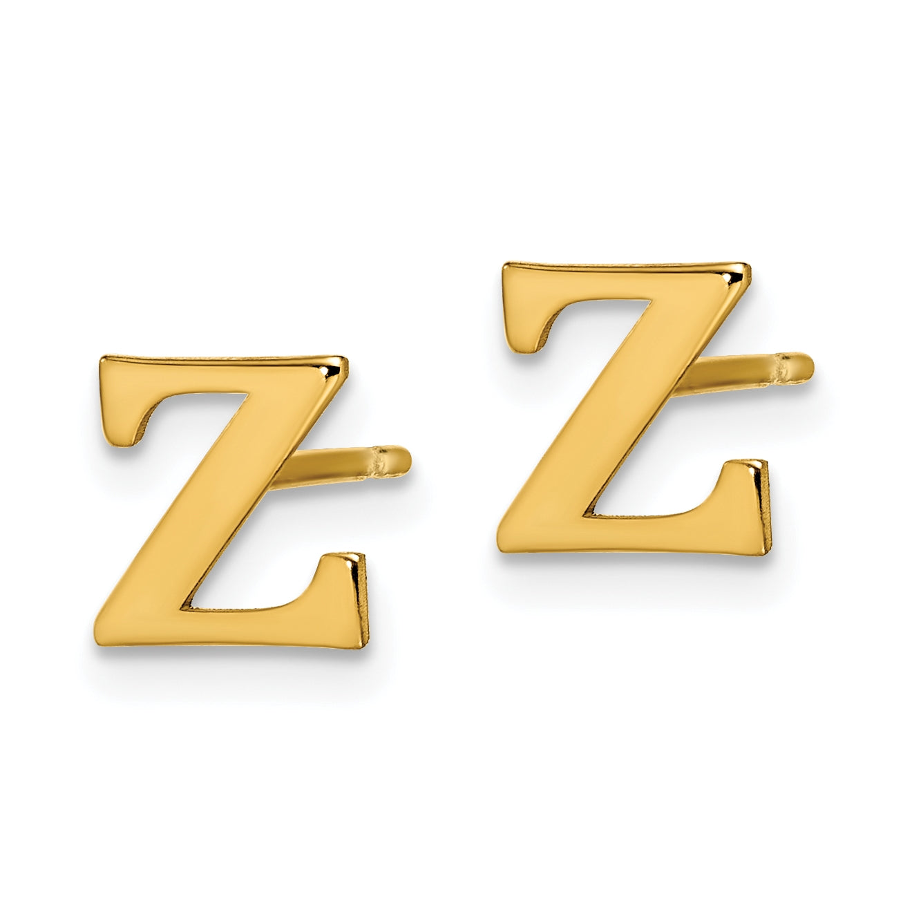 Sterling Silver Gold plated Letter Z Initial Post Earrings