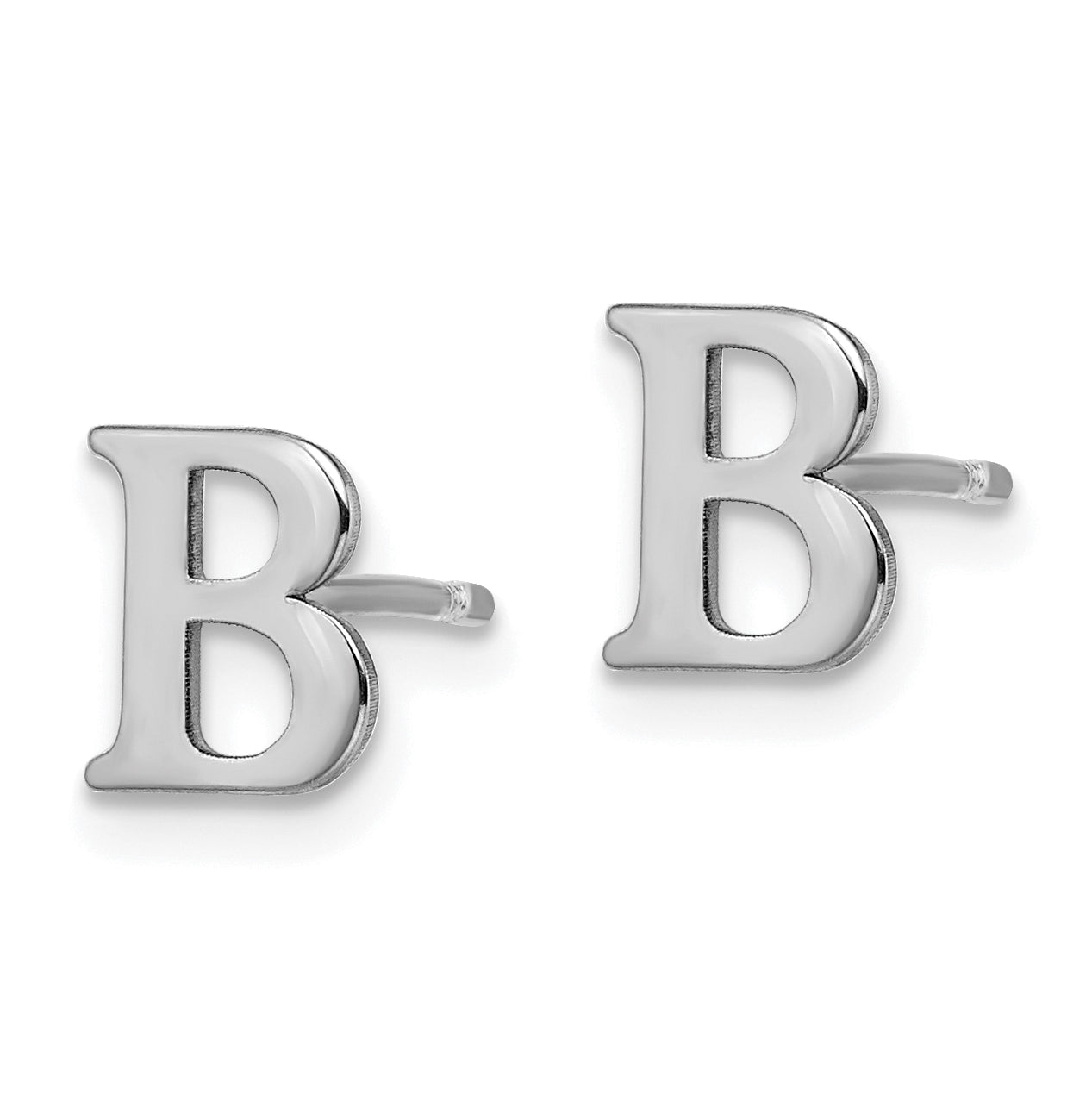 Sterling Silver Rhodium plated Letter B Initial Post Earrings