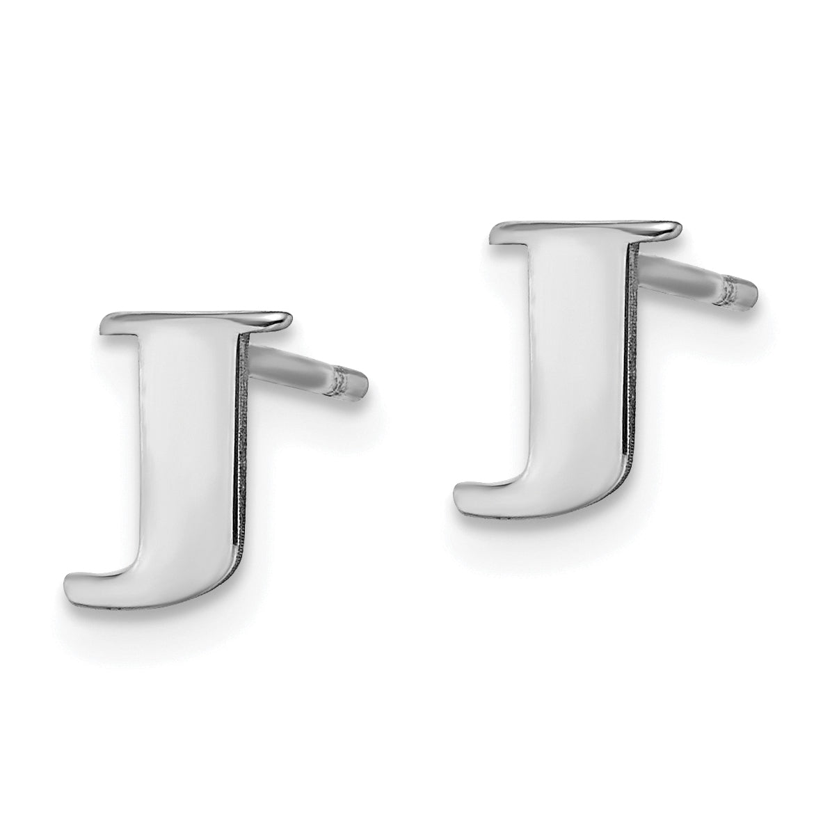Sterling Silver Rhodium plated Letter J Initial Post Earrings