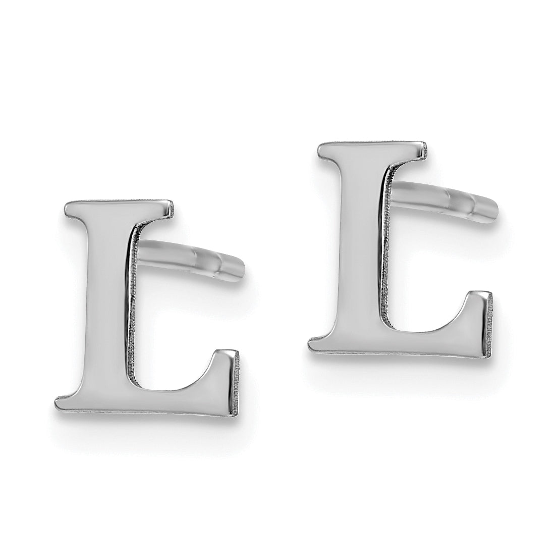 Sterling Silver Rhodium plated Letter L Initial Post Earrings