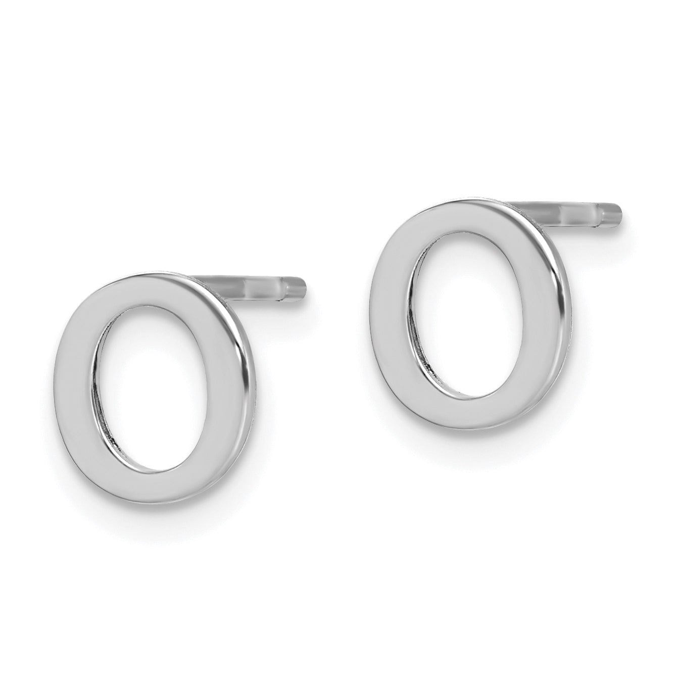 Sterling Silver Rhodium plated Letter O Initial Post Earrings