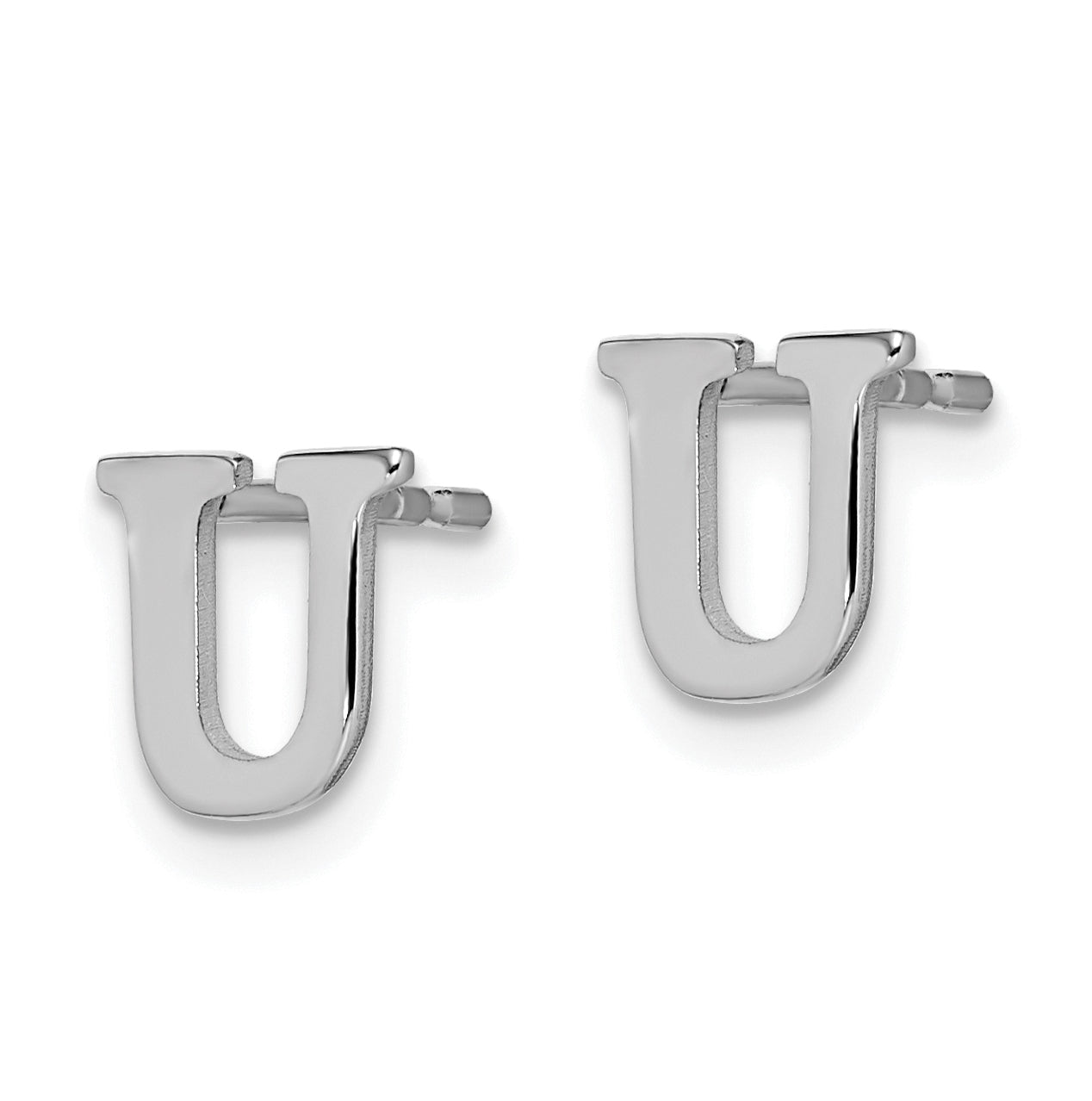 Sterling Silver Rhodium plated Letter U Initial Post Earrings