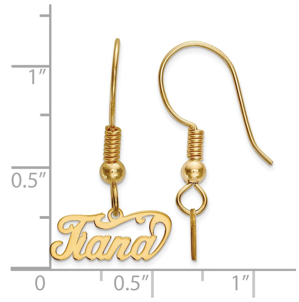 14k Yellow Gold Name Plate Dangle Earrings – Elegant Jewelry Gift for Birthday, Anniversary, Engagement, Wedding